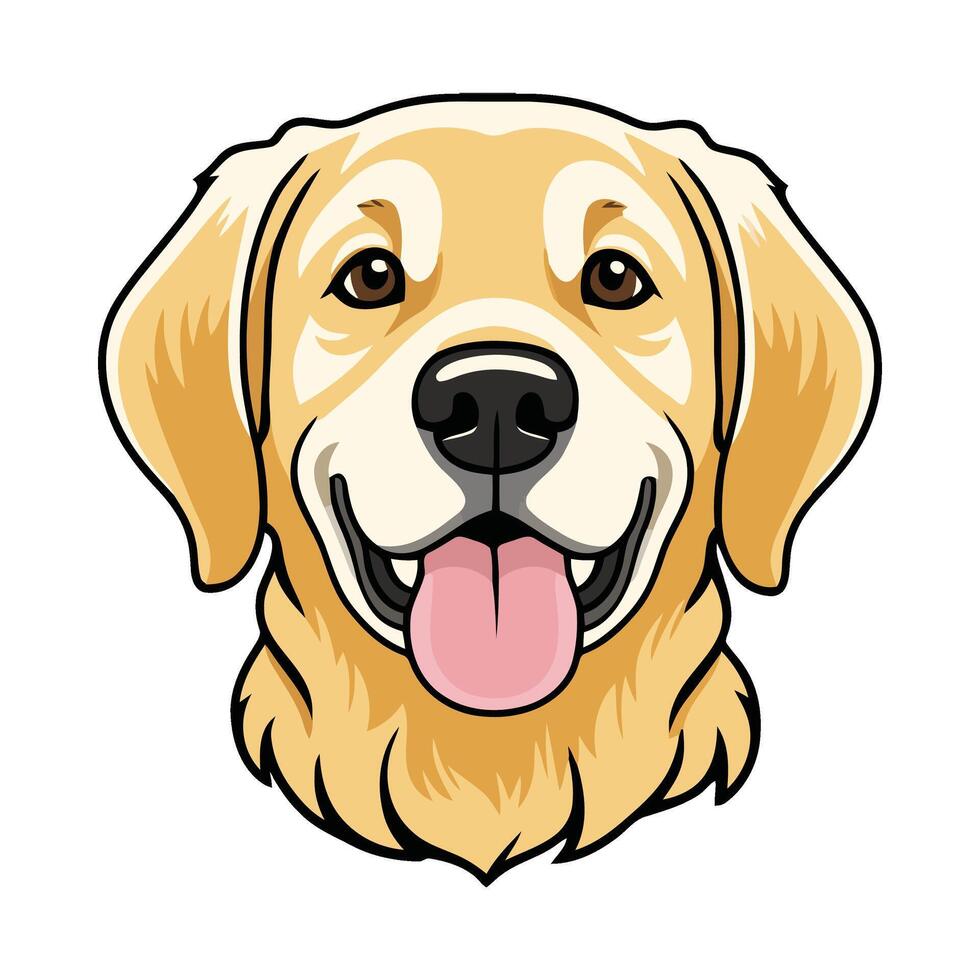 A golden retriever dog head with its tongue out vector