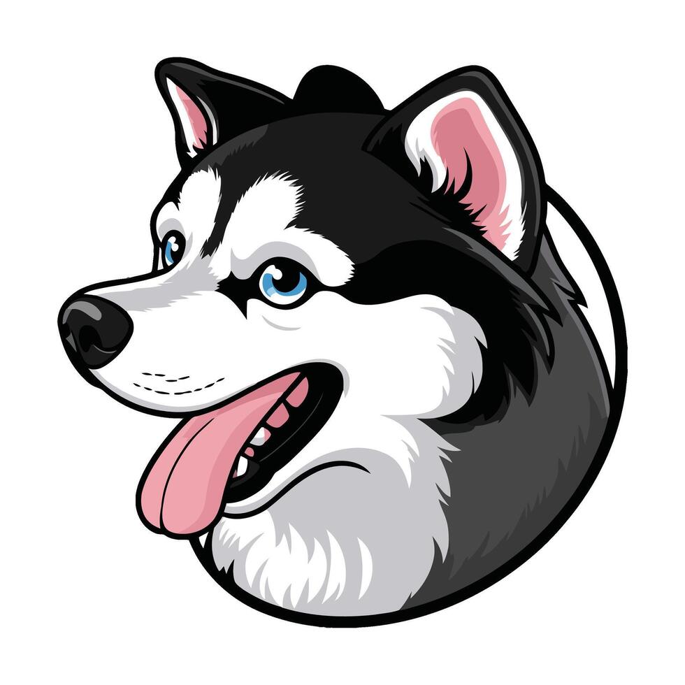A cartoon dog with a blue tongue and a black and white face vector