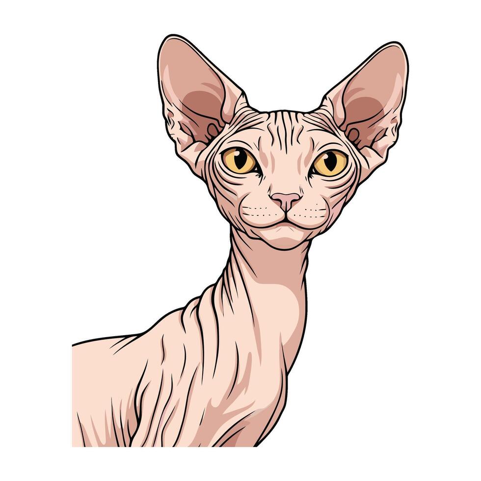 Cartoon Cat Head with Whimsical Expression vector