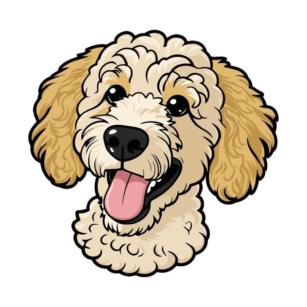Charming Dog Head in Bright Cartoon Design vector