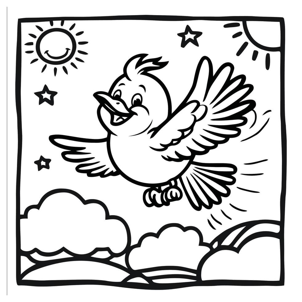 Black and White Bird Faces to Color vector
