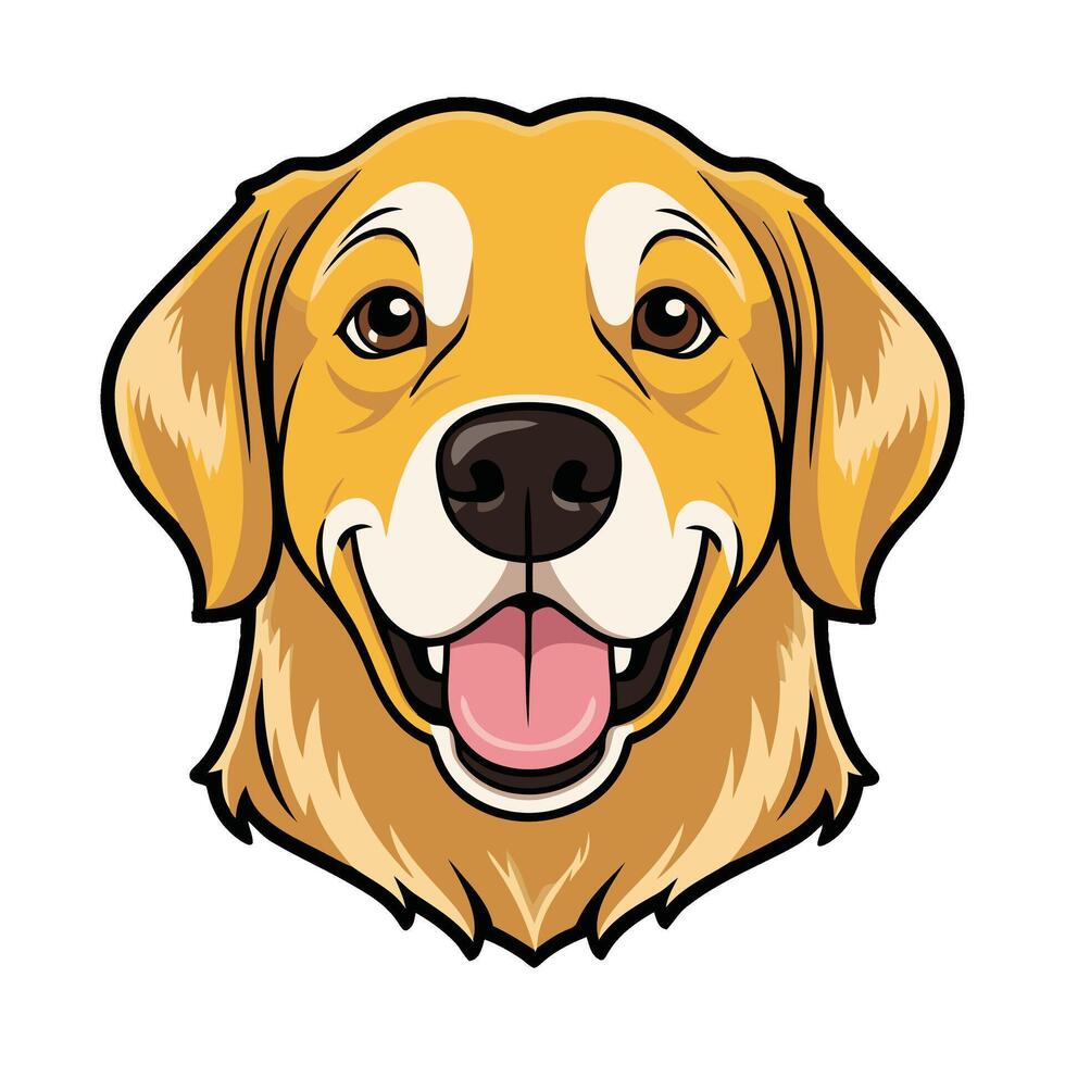 A golden retriever dog is smiling and looking at the camera vector