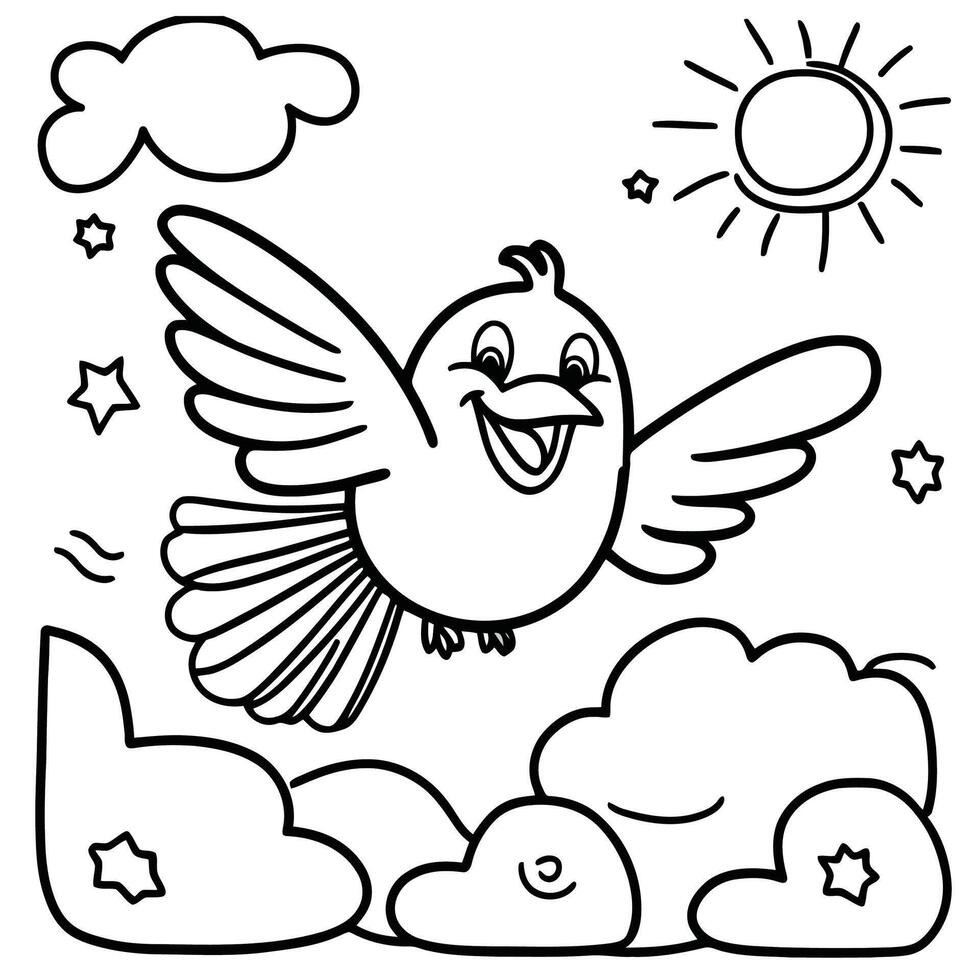 Playful Bird Drawings for Coloring Adventures vector