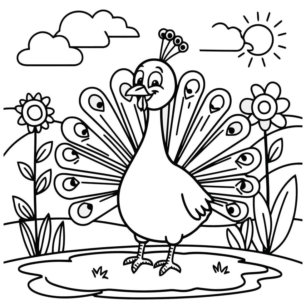 Sweet Bird Faces for Coloring Books vector