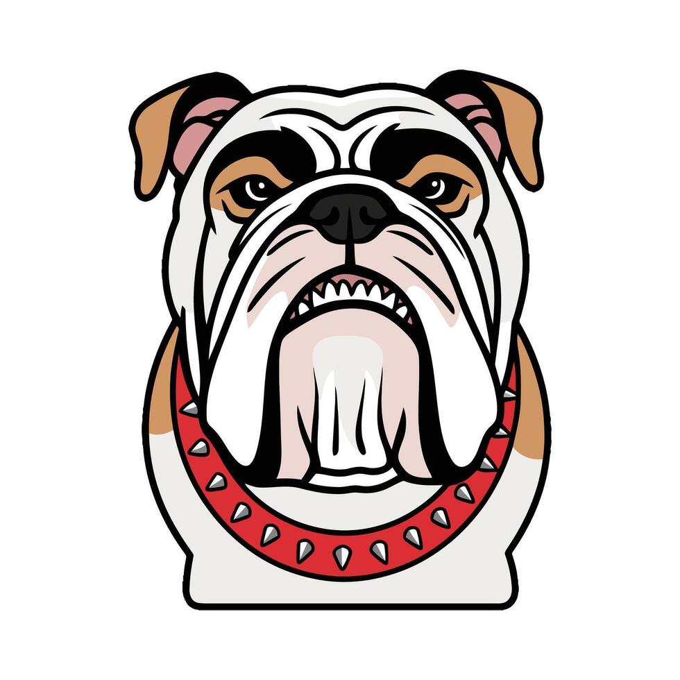 A bulldog head with a red collar vector