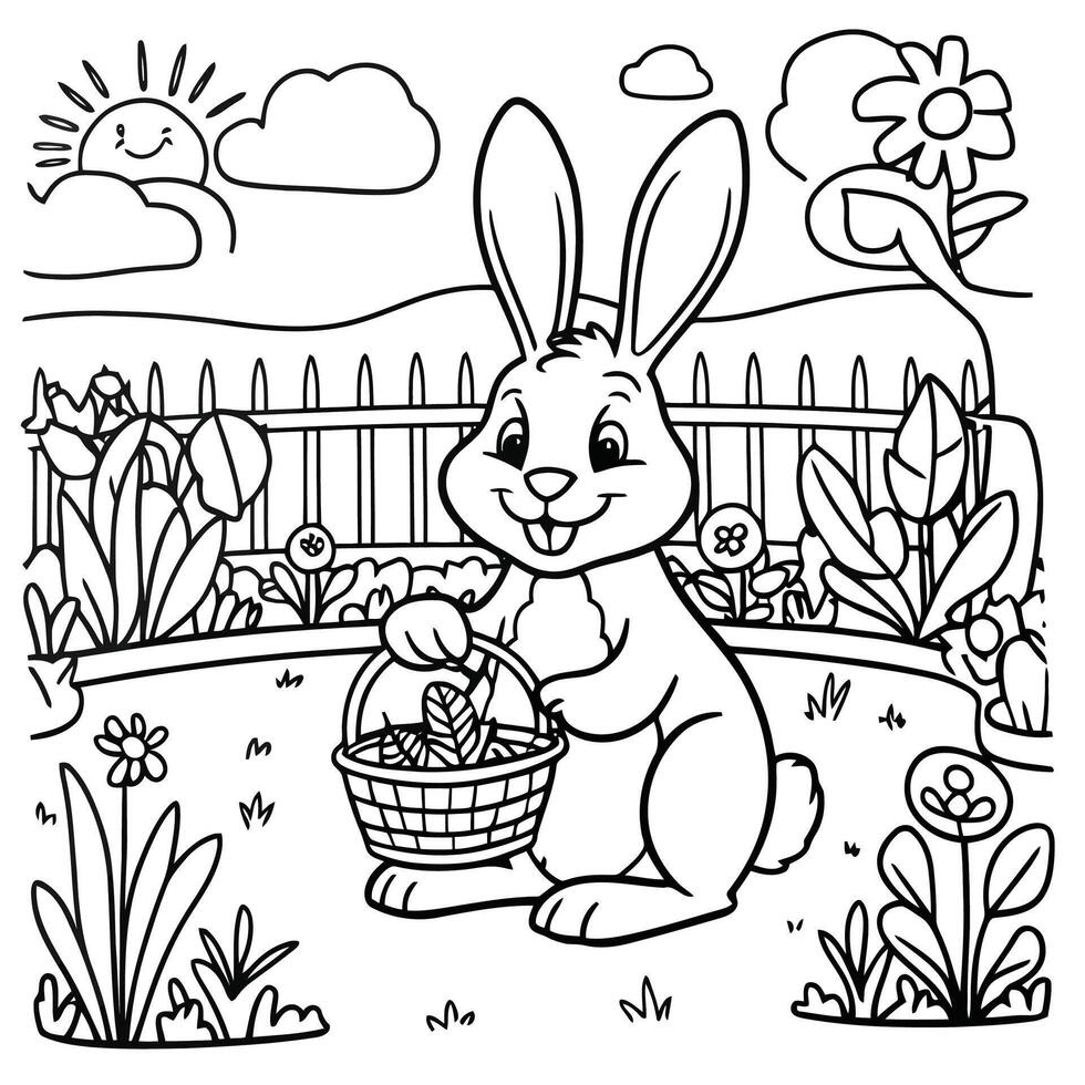 Playful Rabbit Doodles in Black and White vector