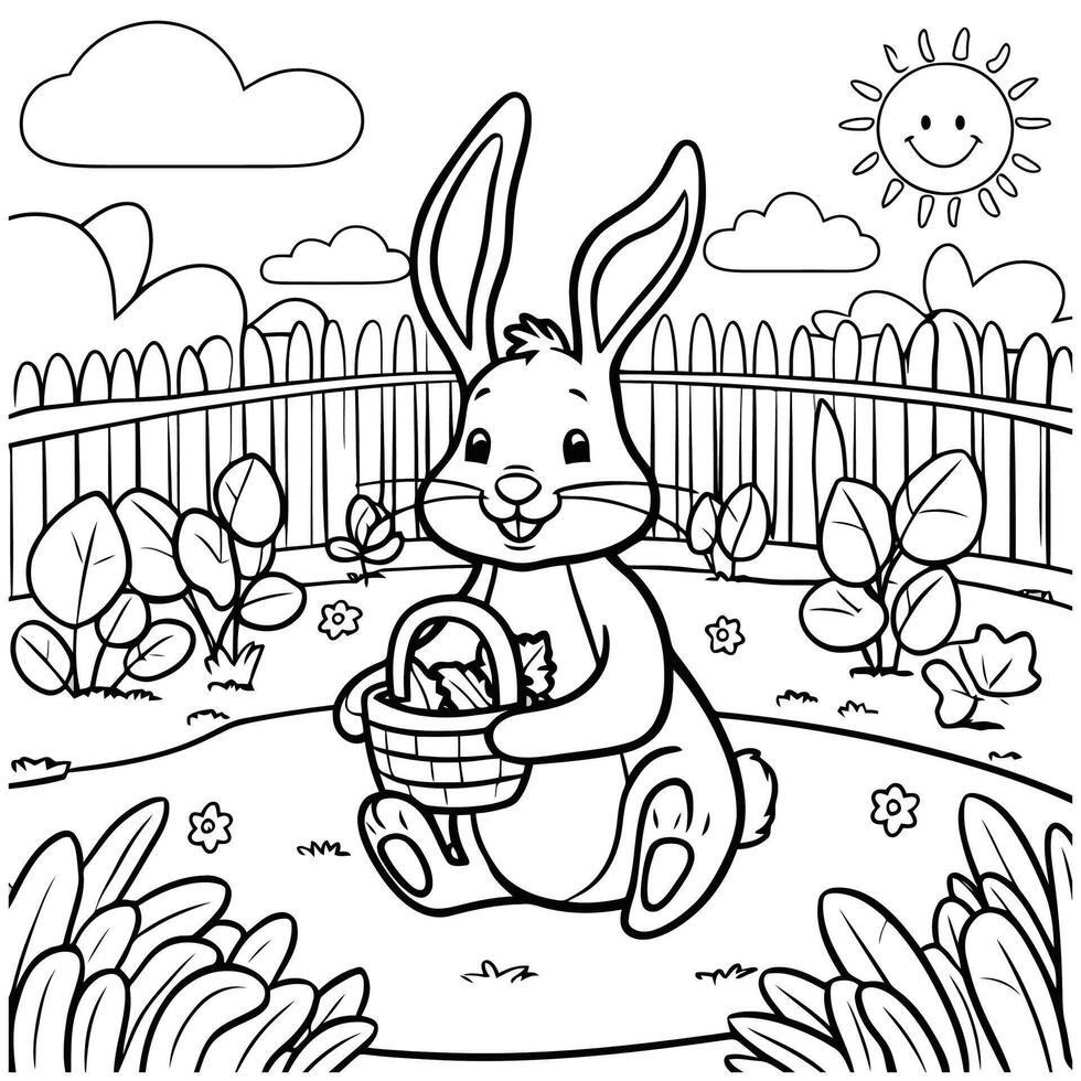 Cute Rabbit Outlines for Kids vector