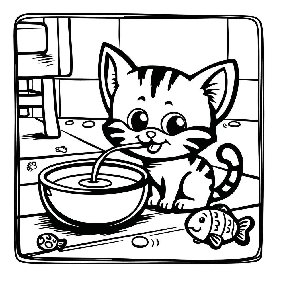 Cartoon Cat Faces for Kids to Color vector