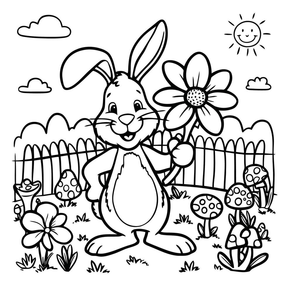 Black and White Bunny Sketch Art vector