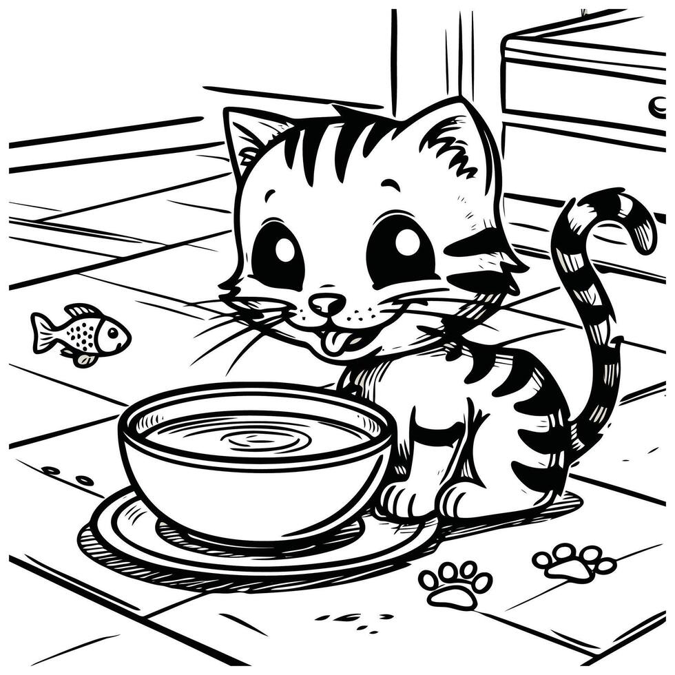 Adorable Feline Sketches for Coloring Pages vector