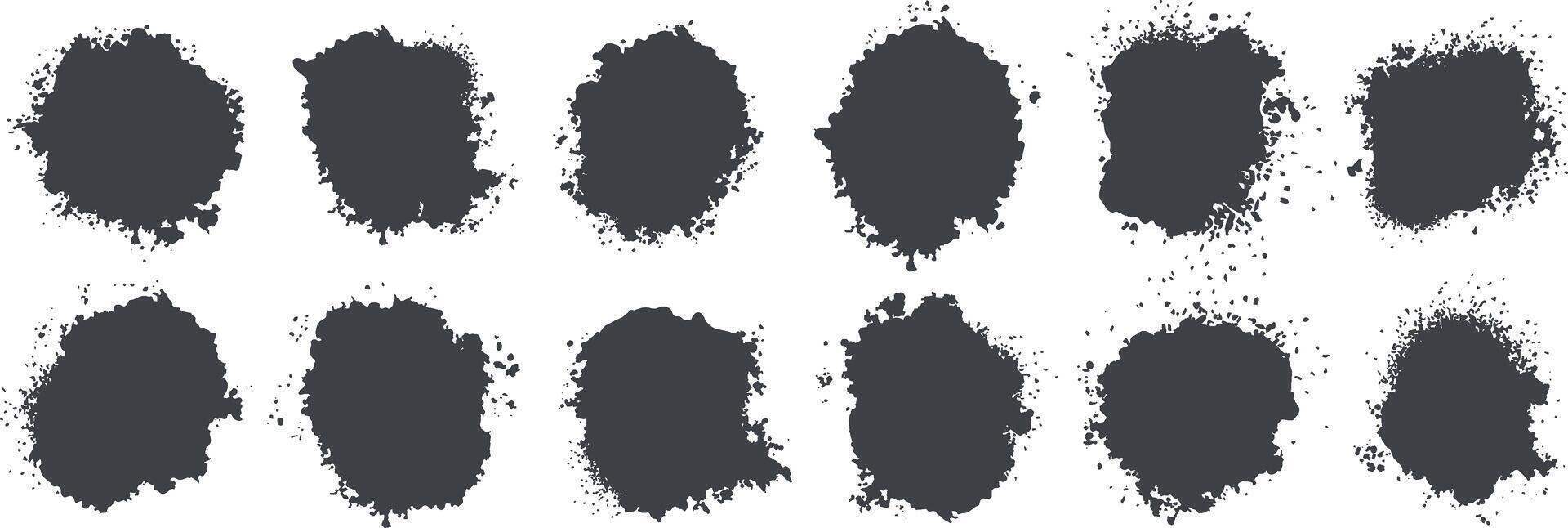 Set of retro black grunge splash art texture banner Background vector