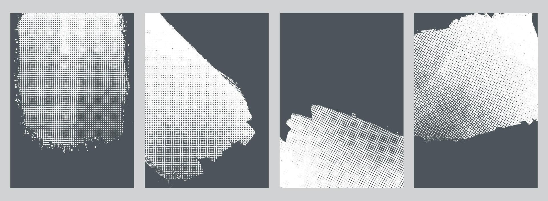 Black and white Grunge halftone style Brochure cover background design vector