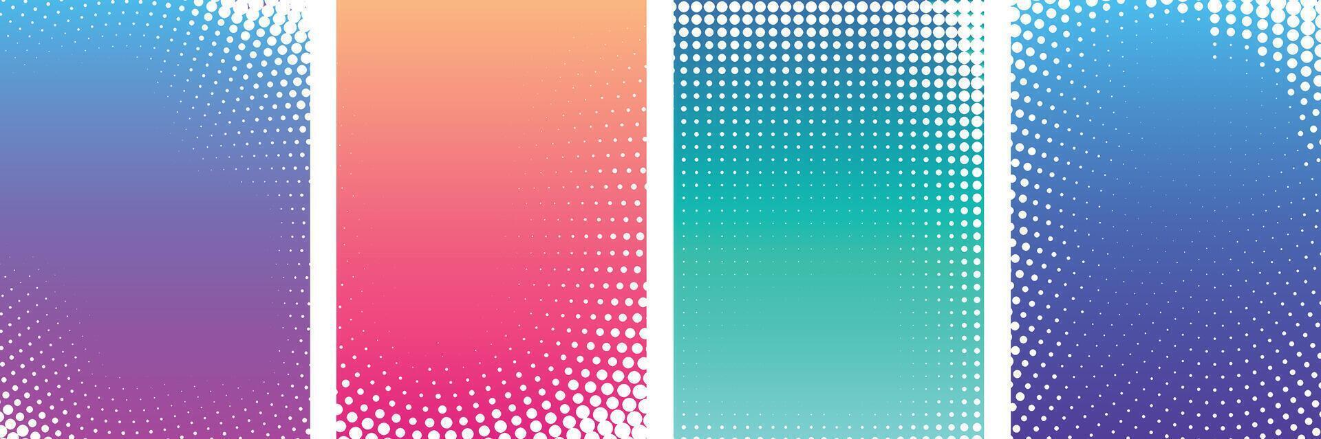 Different types set of abstract colorfull grunge and halftone texture Background banner vector
