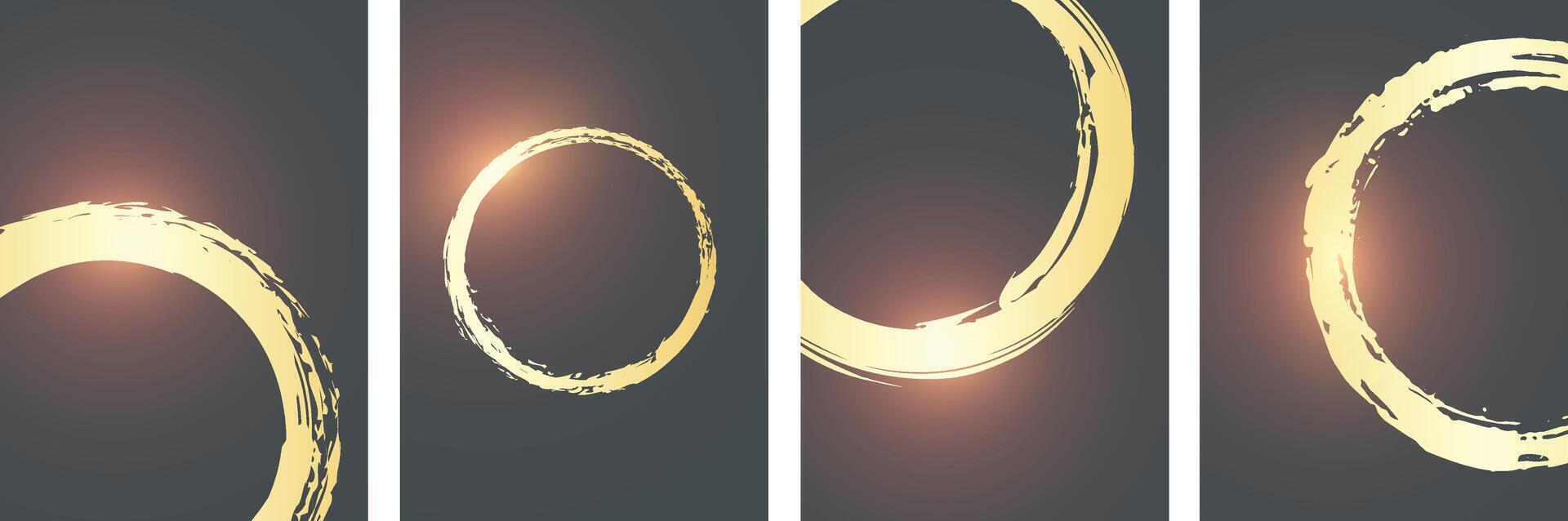 Set of luxury Grunge circle on dark background style Brochure cover background design vector