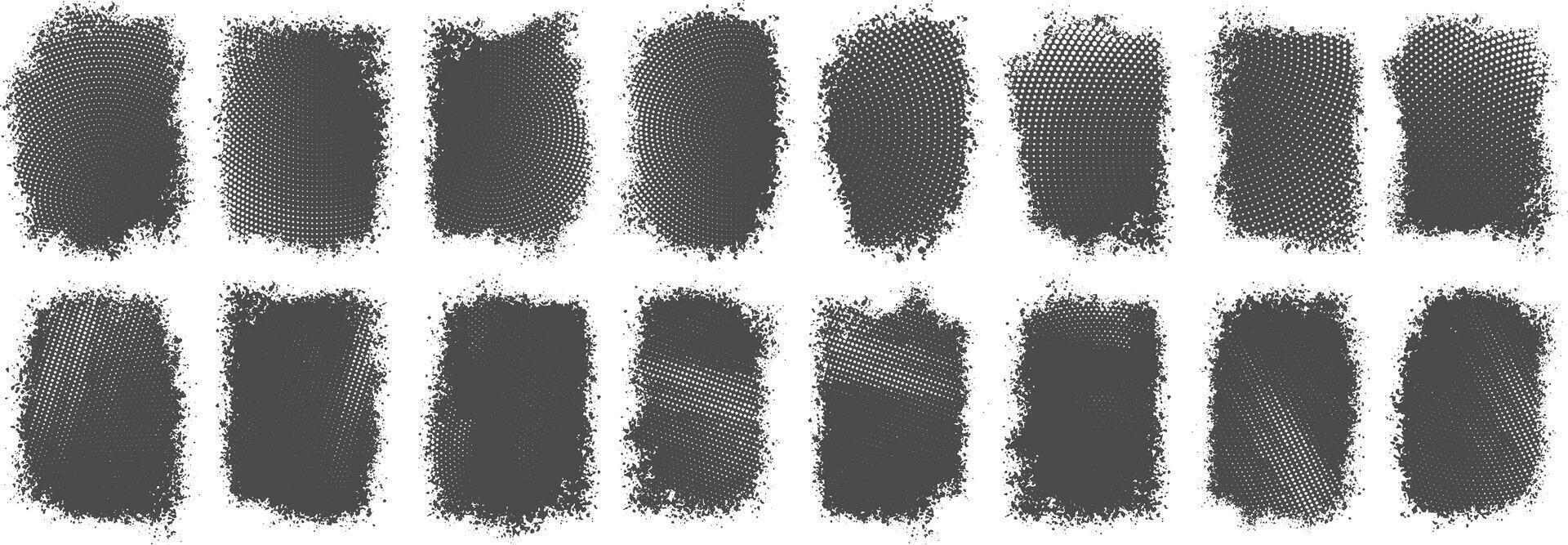 Set of Various type of black grunge and hafltone banner texture Background vector