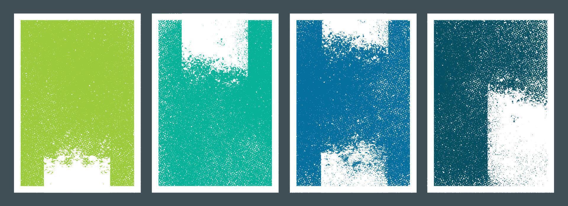 Set of Minimal green and blue color Grunge Brochure cover background template design, Poster cover layout design, Modern flyer Covers collection, abstract Brochure template vector