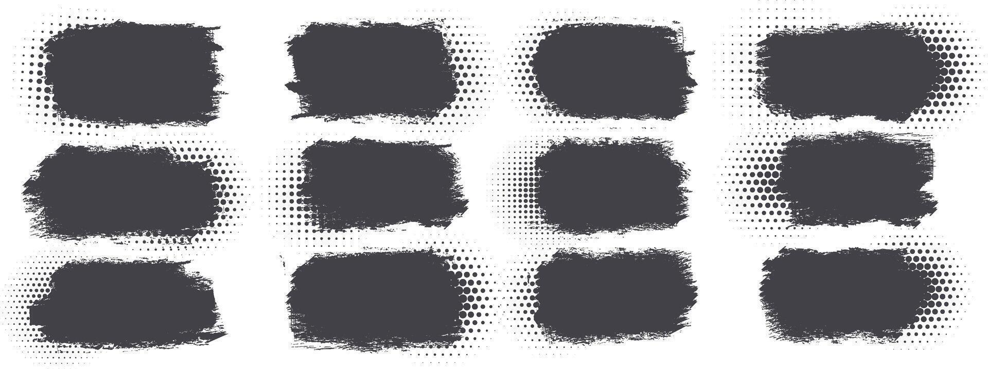 Set of Different types of black grunge halftone texture Background banner vector