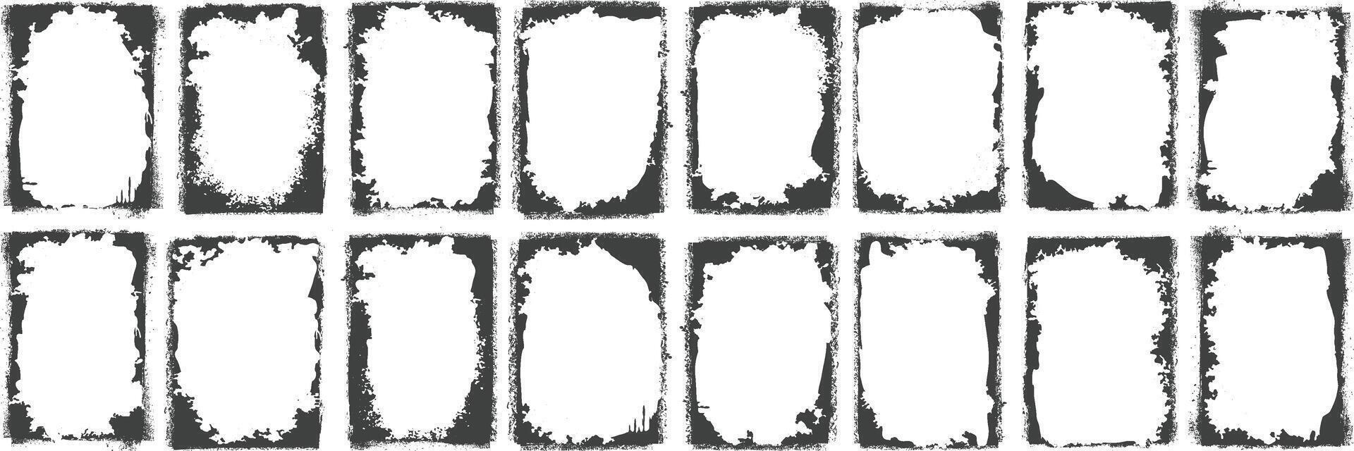 Different size of black grunge frame banner texture Background collection vector