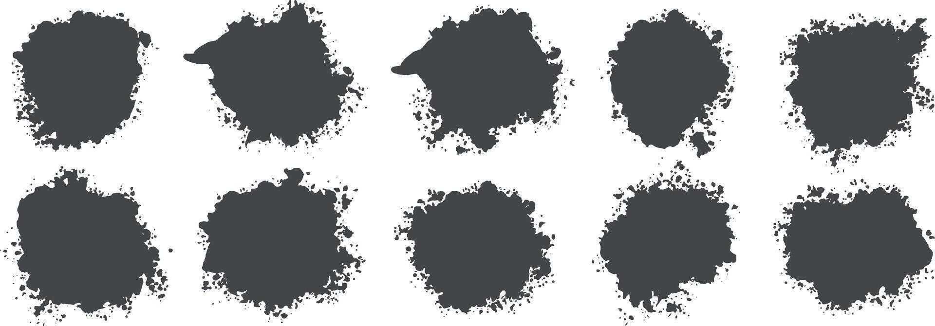 Collection of black grunge overlay splash circle texture banner Background vector