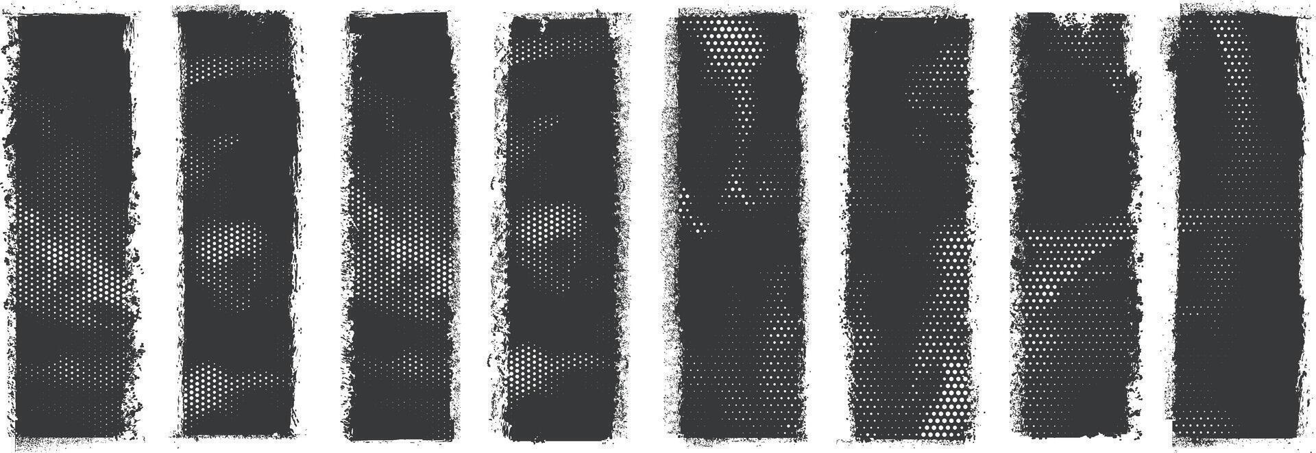 Set of long type grunge and halftone texture banner Background vector
