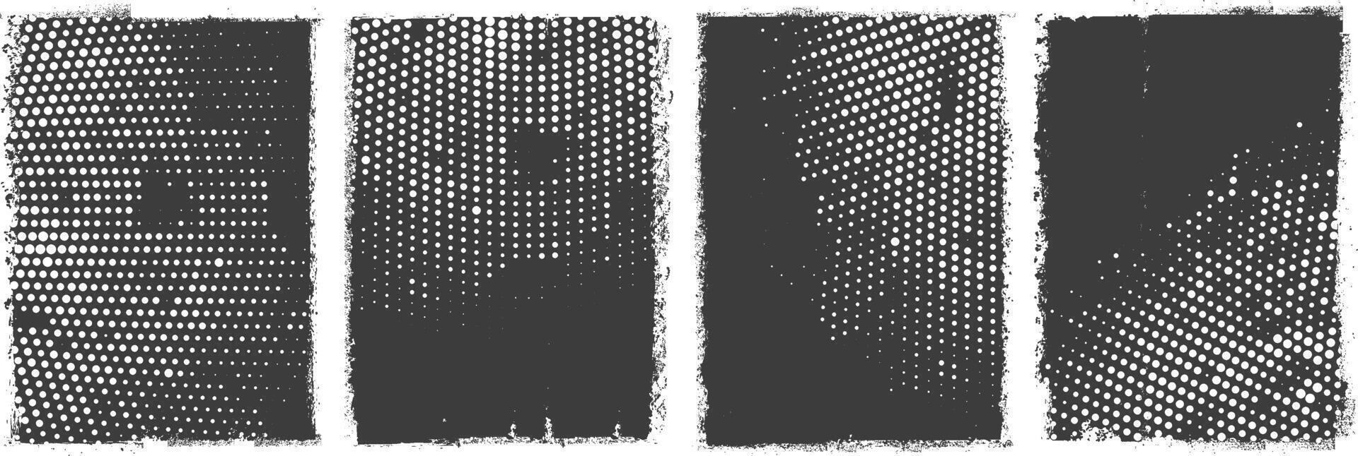 Different types set of abstract black grunge and halftone texture Background banner vector
