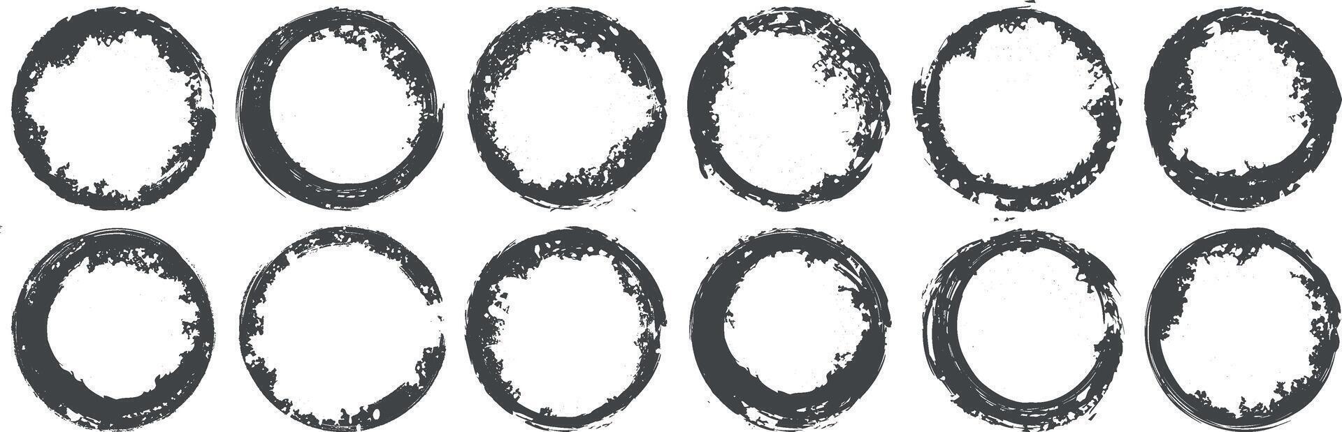 Set of black grunge and halftone circle texture banner Background vector