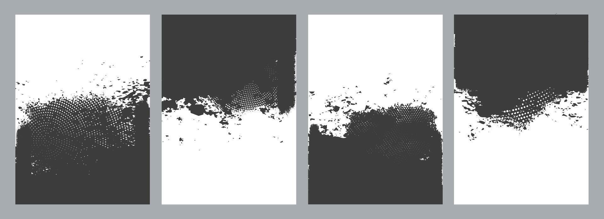 Set of Minimal black Grunge Brochure cover background template design, Poster cover layout design, Modern flyer Covers collection, abstract Brochure template vector