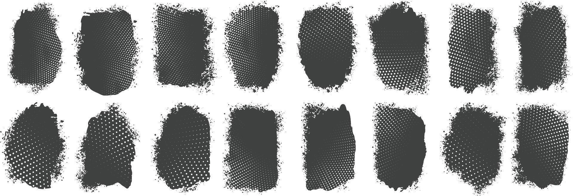 Different size of black grunge and halftone type banner texture Background collection vector
