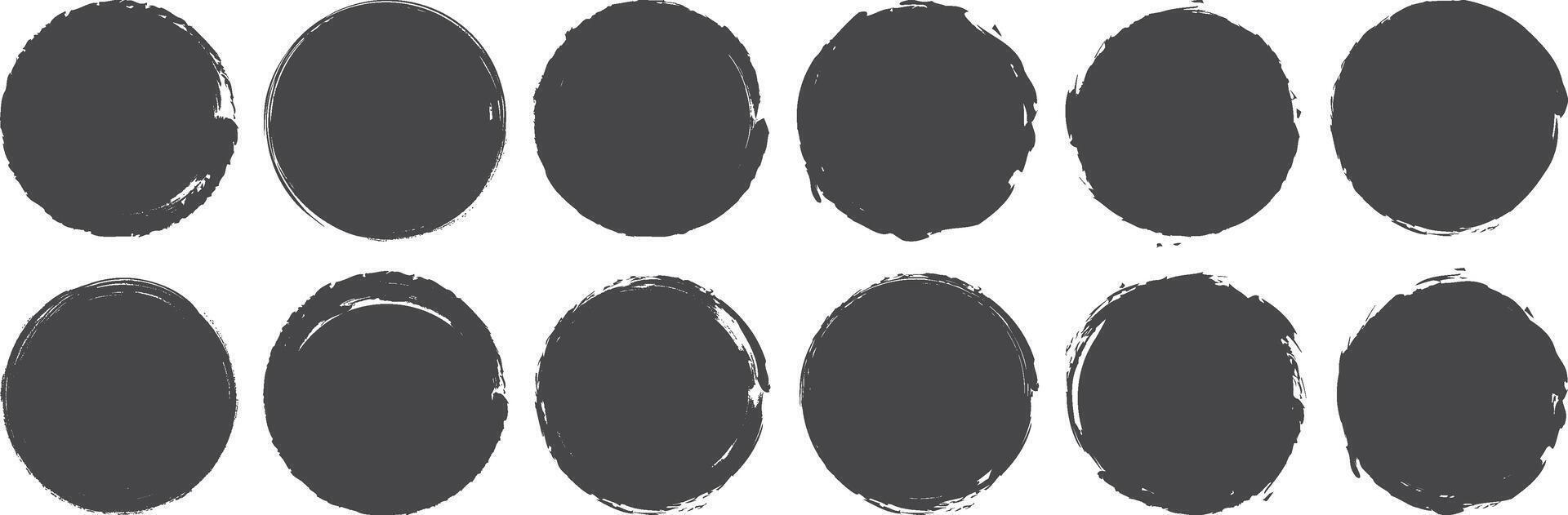 Set of black grunge overlay circle texture banner Background vector
