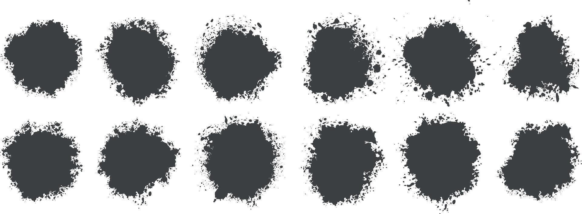 Collection of retro black grunge splash art texture banner Background vector