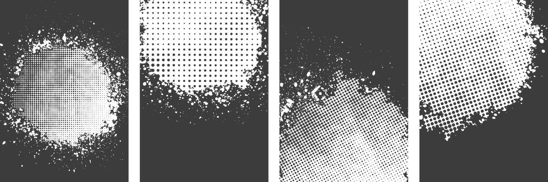Different types of black grunge and halftone texture Background banners vector