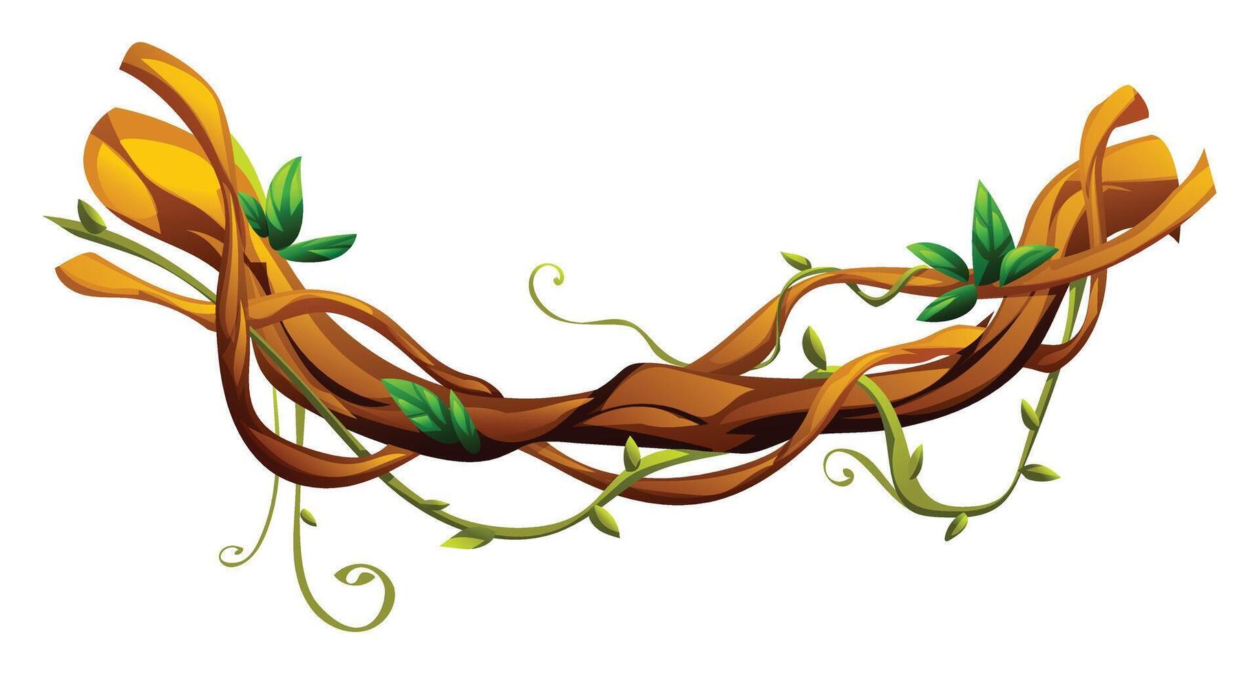 Jungle liana branches with vines and leaves. Cartoon illustration vector