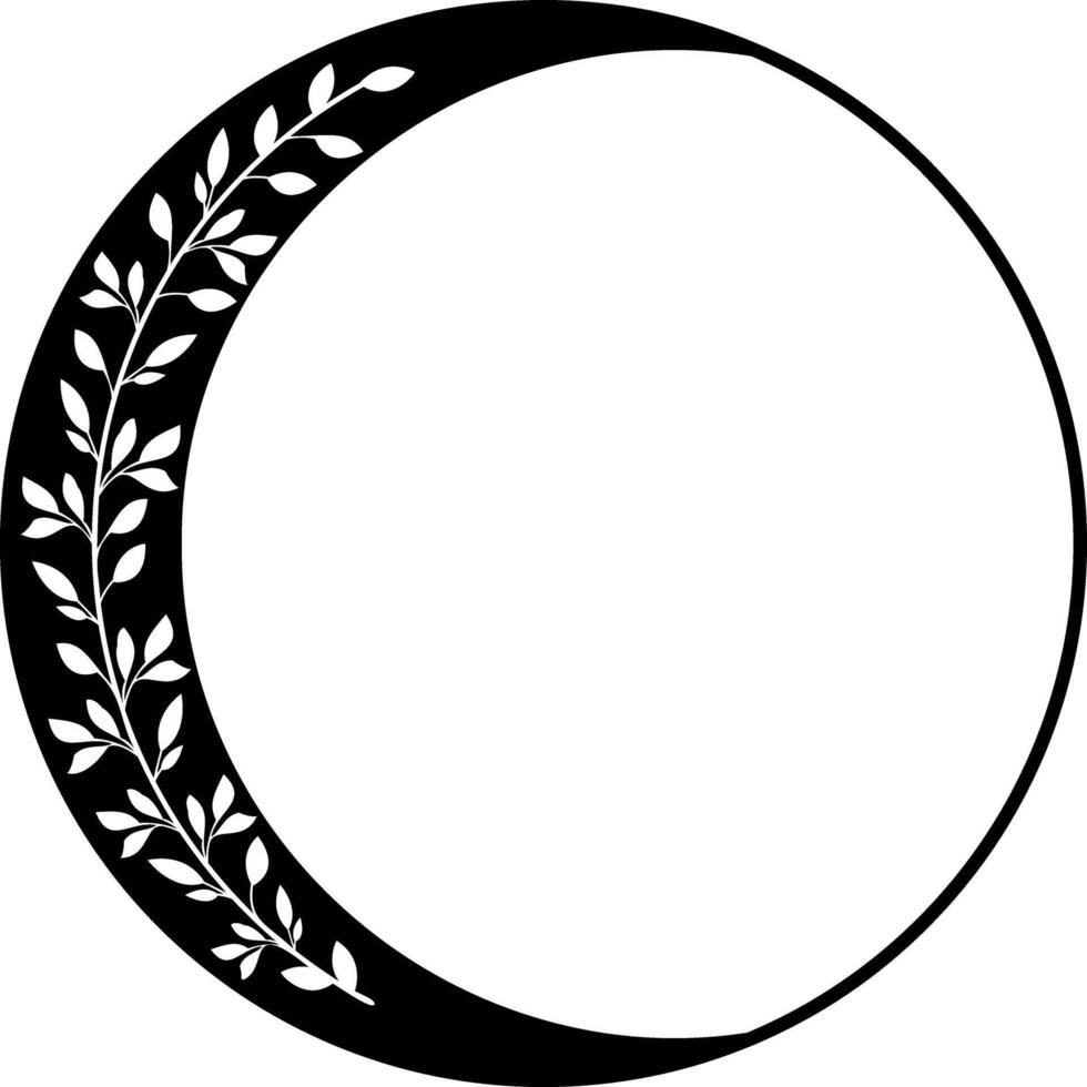 Elegant Crescent Moon with Leaves Aesthetic, tranquil, and nature inspired graphic design. illustration vector