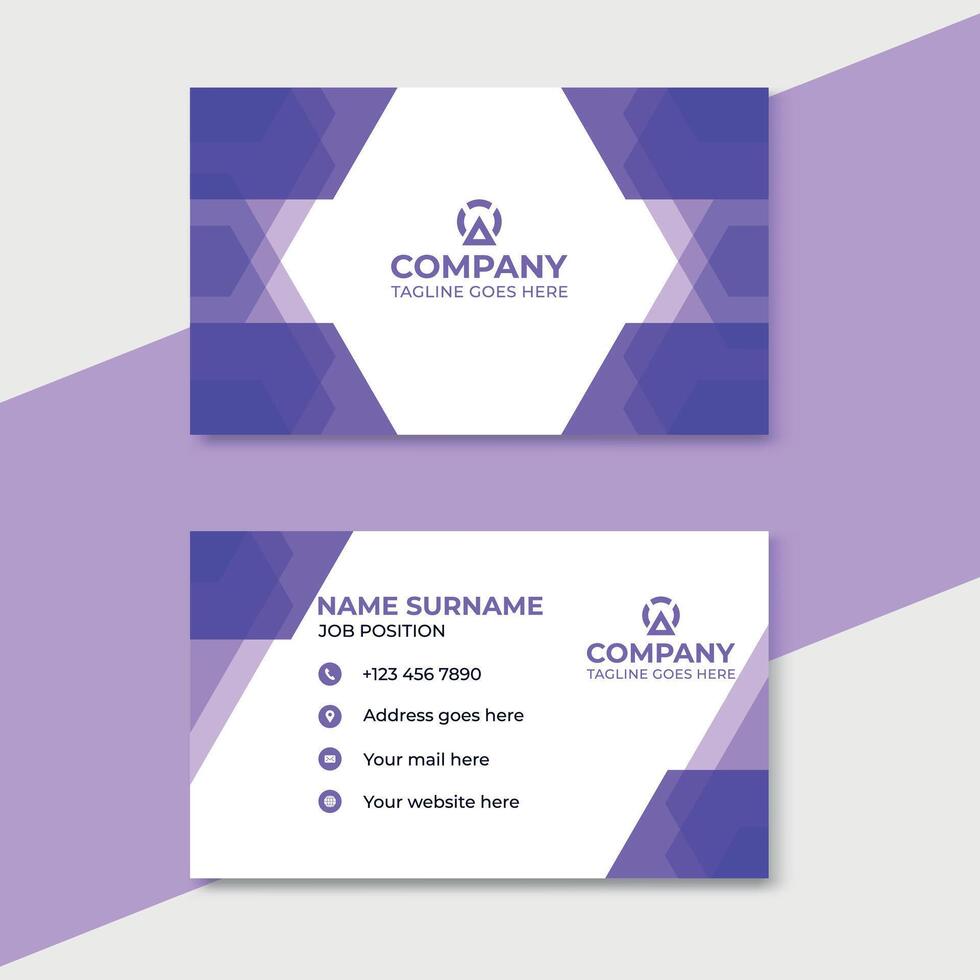 Modern purple color Abstract shape business card design. vector