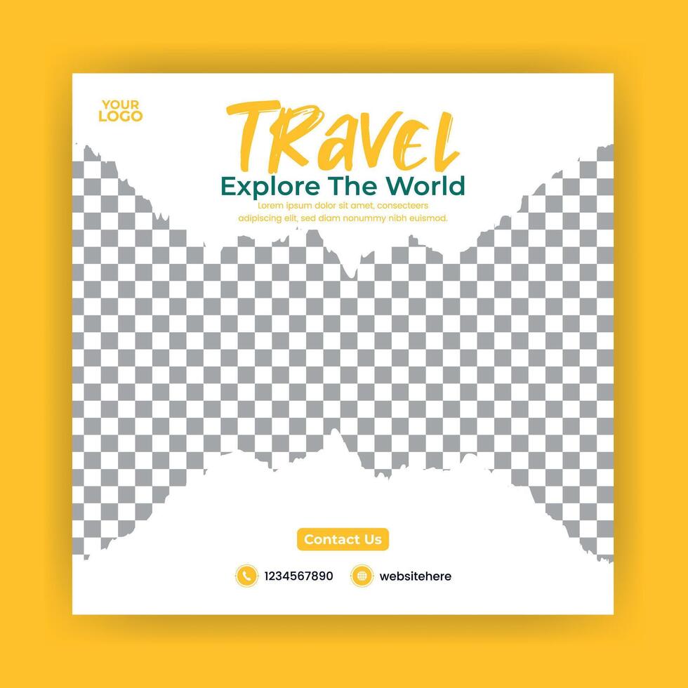 Travel and Tourism Business Marketing Social Media Post Design. vector