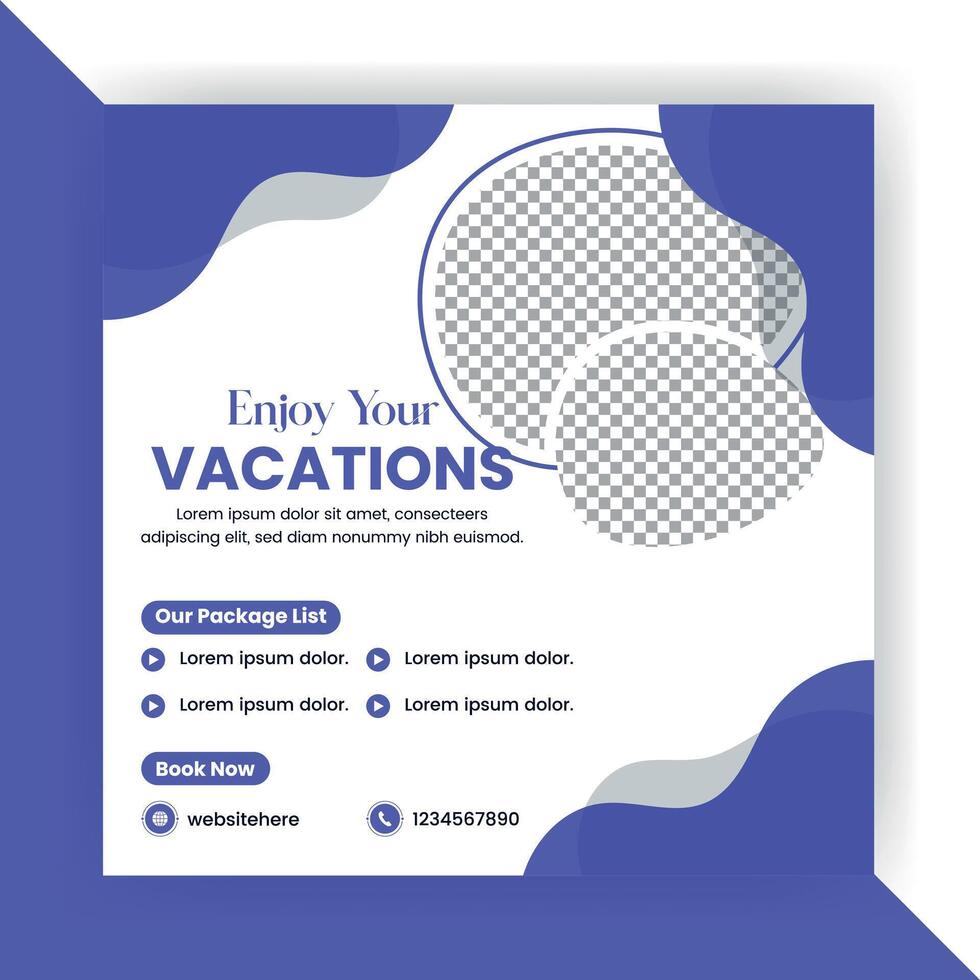 Minimalist Vacation Banner Or Social Media Post Template. vector