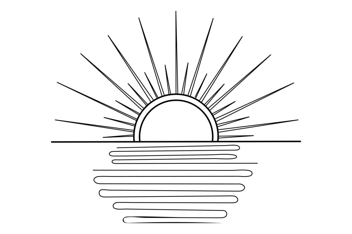 Single Line Sunburst and isolated outline design vector