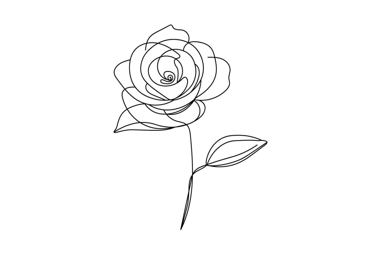 Elegant Single Line Art of a Rose Flower Minimalist Black and White Drawing vector