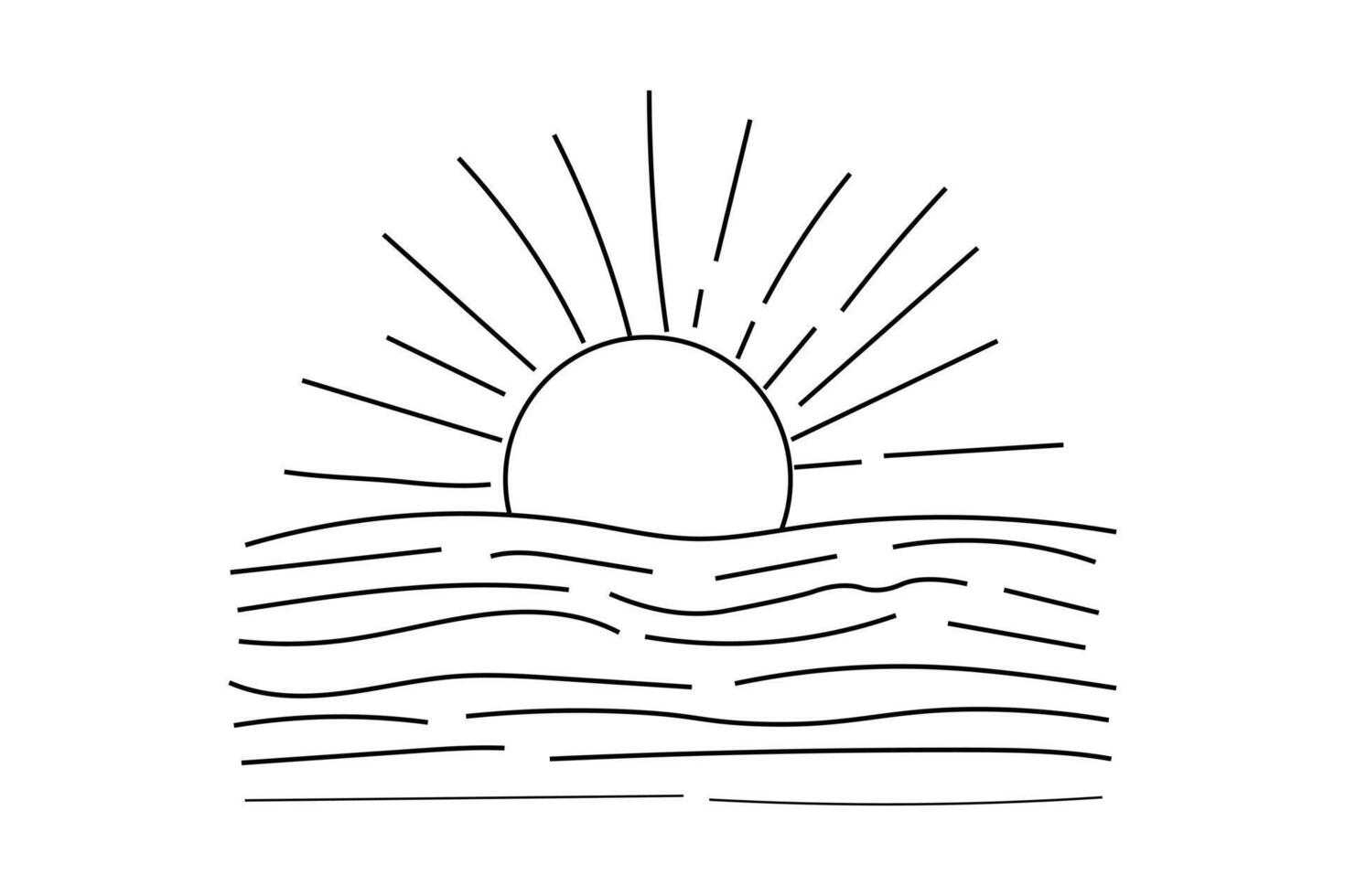 Modern one line Sunset Illustration vector