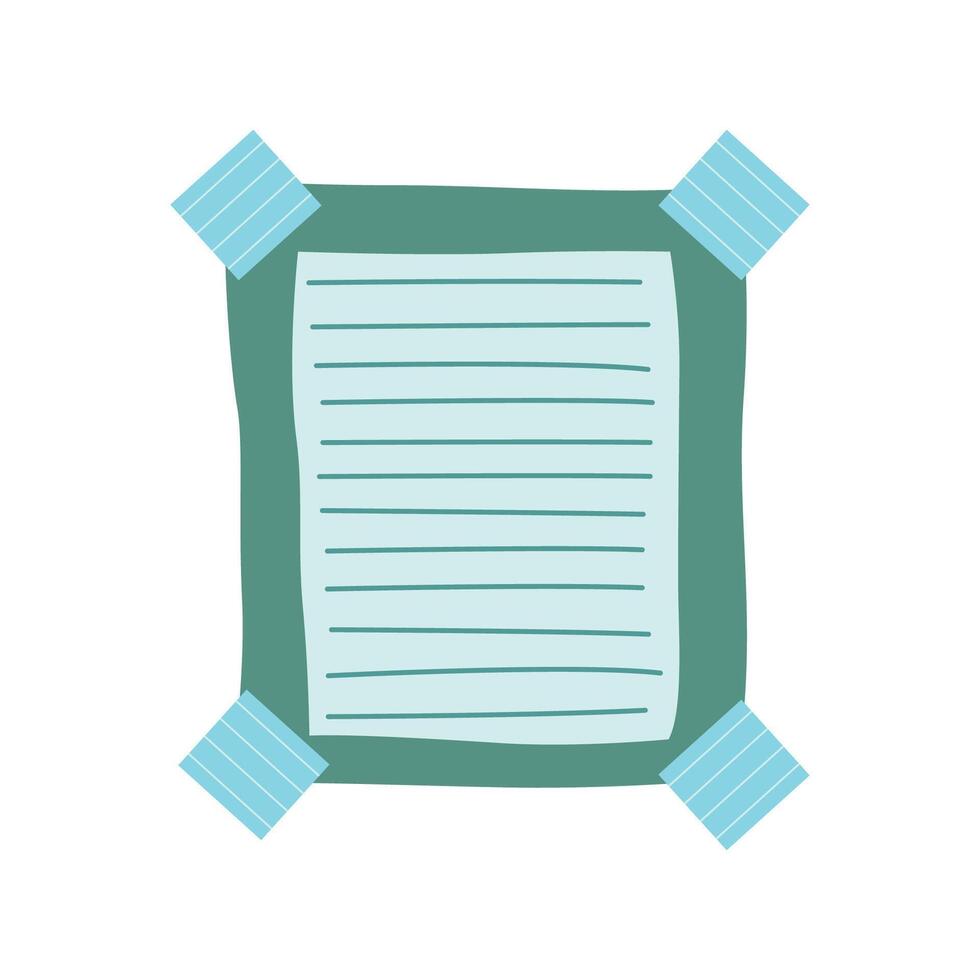 Simple Blank Green Paper Sticky Note Memo Office Stationery with Tape vector