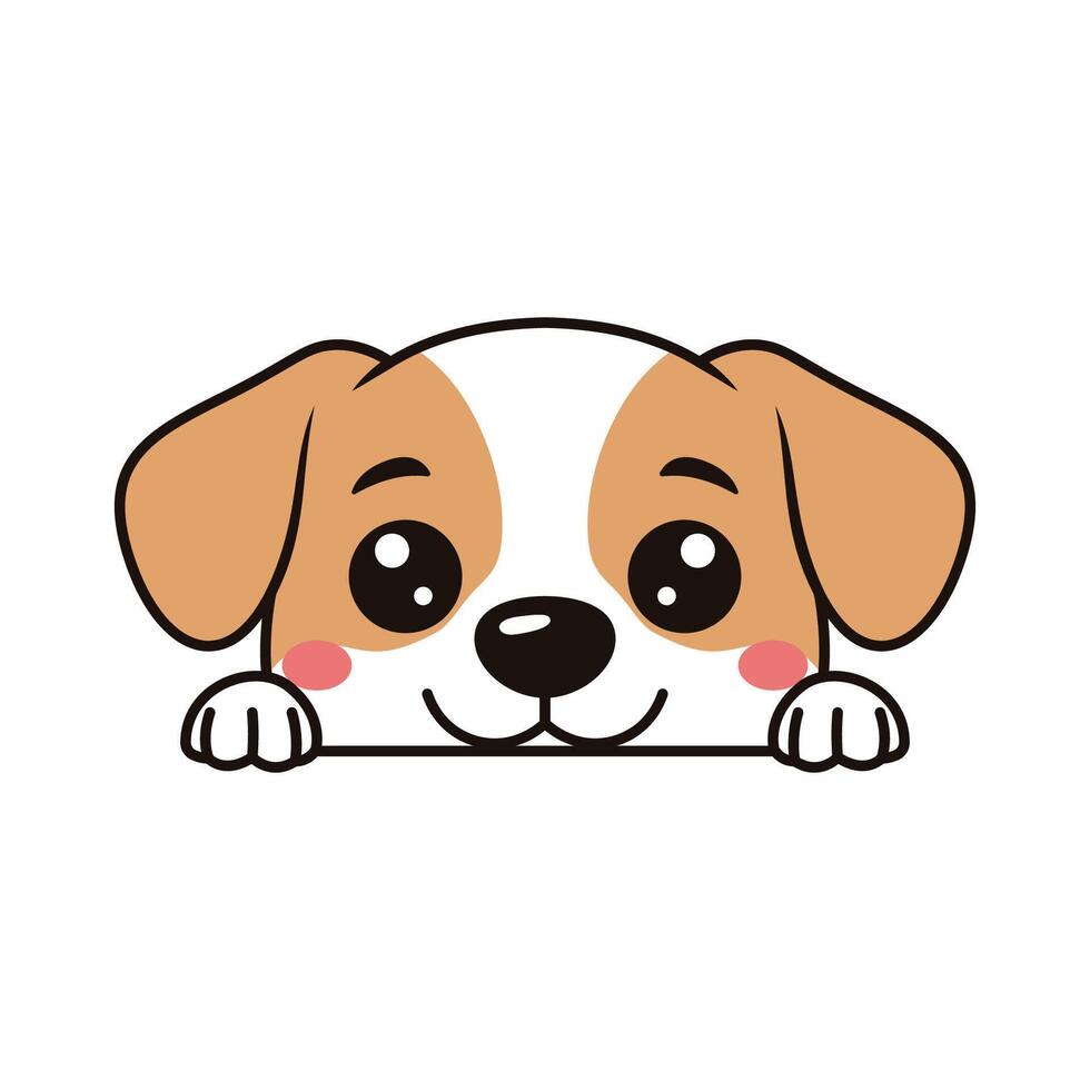 Cute Brown Dog Puppy Character is Peeking with Happy Expression vector