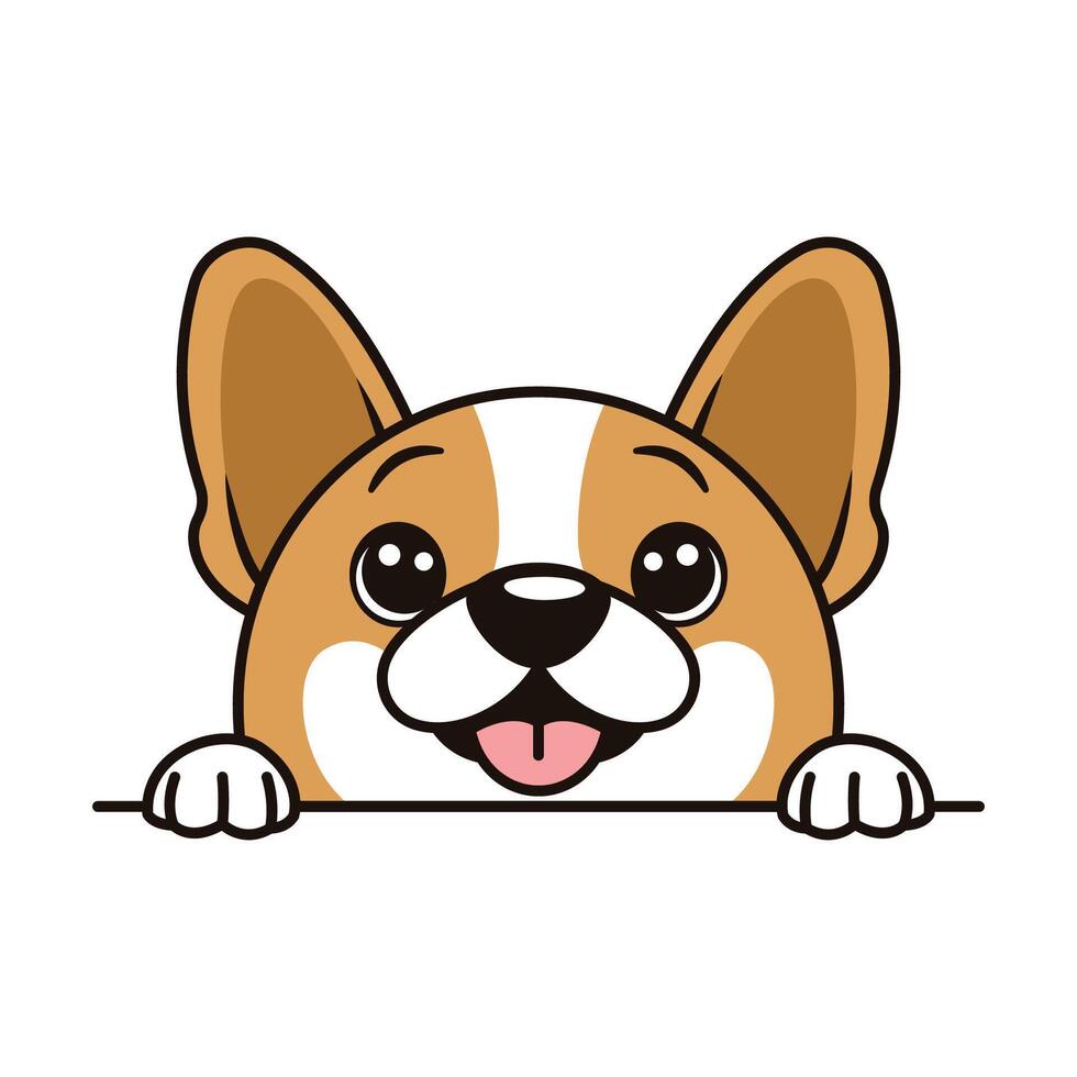 Cute Brown Dog Puppy Animal Character is Peeking with Happy Expression vector