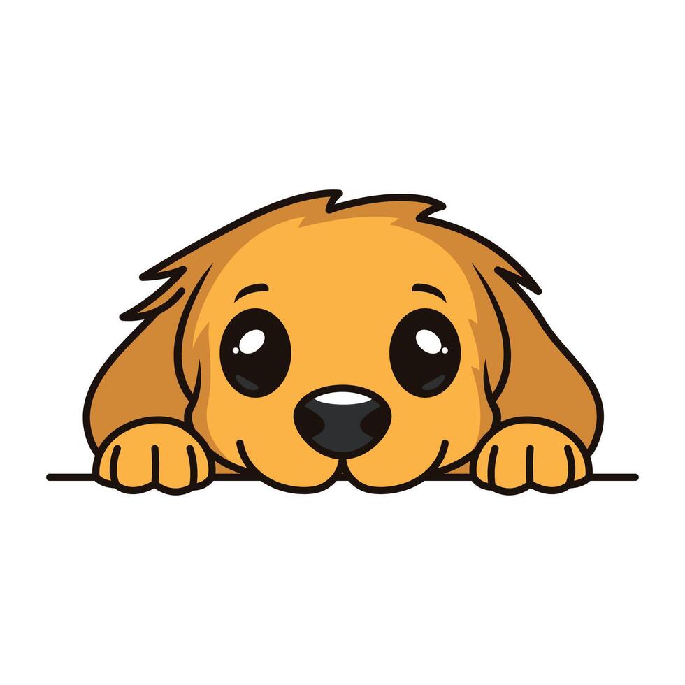 Adorable Brown Dog Puppy Animal Head Cartoon Character Peeking Hiding Feeling Afraid vector