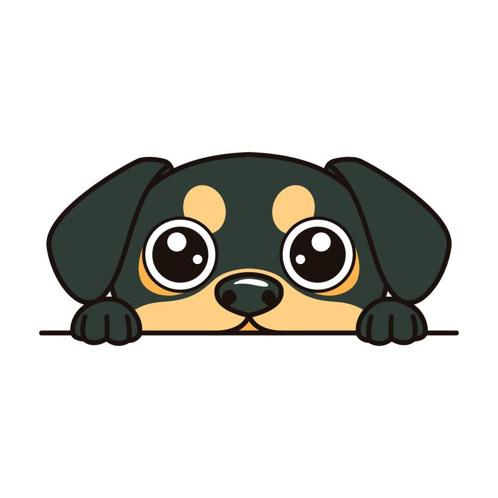 Adorable Grey Dog Puppy Animal Cartoon Character Peeking Hiding Feeling Fair vector