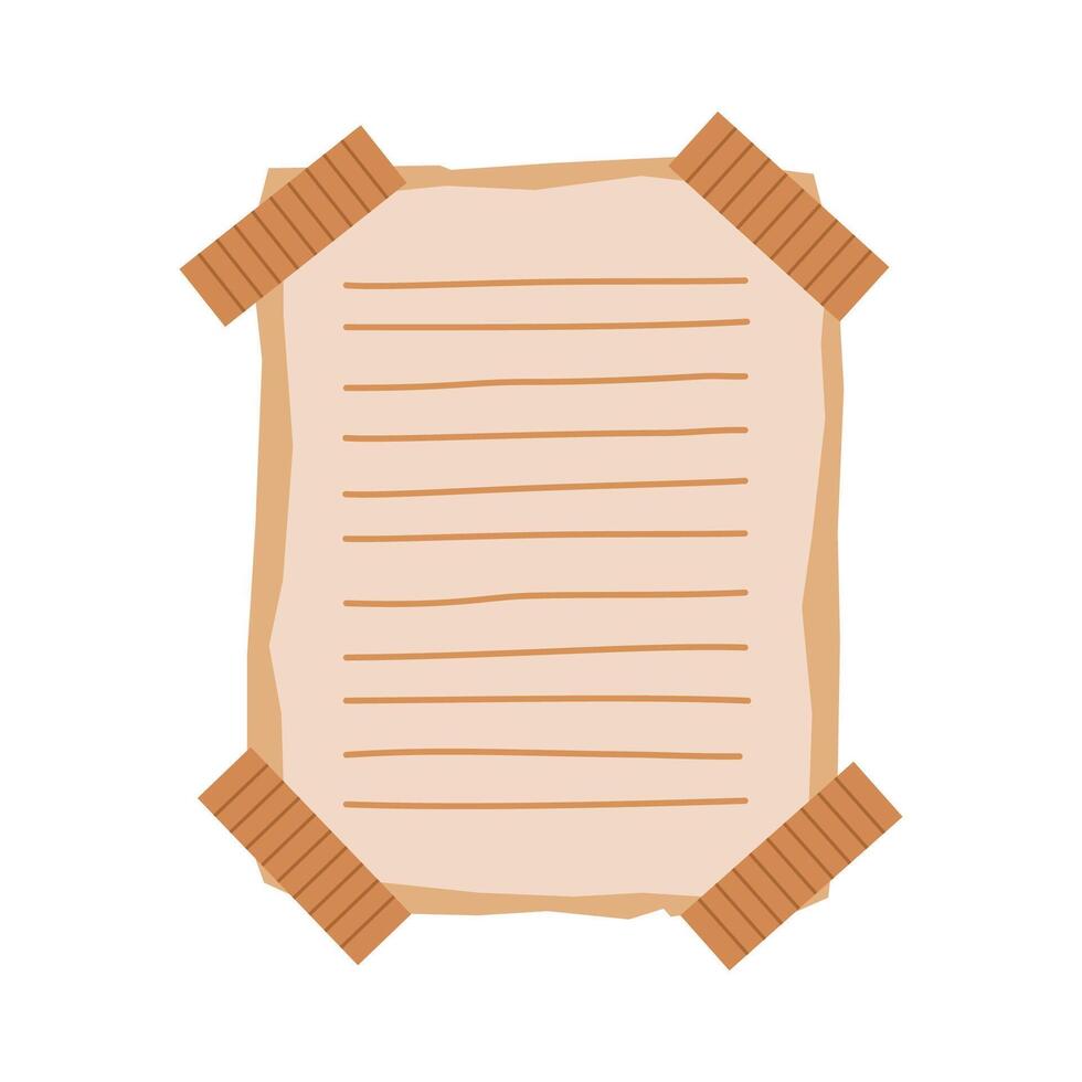 Simple Blank Brown Paper Sticky Note with Tape vector