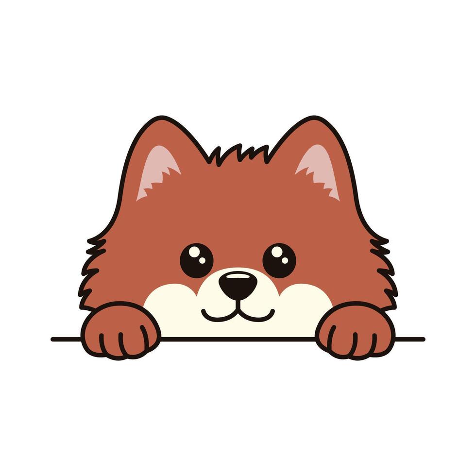 Funny Brown Dog Puppy Animal Cartoon Character is Peeking with Happy Expression vector