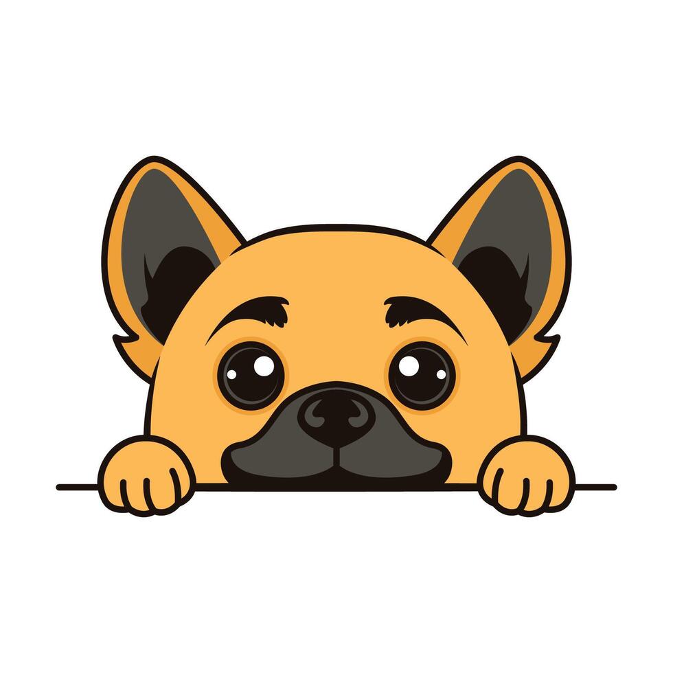 Cute Brown Dog Puppy Animal Cartoon Character Peeking Hiding Feeling Afraid vector