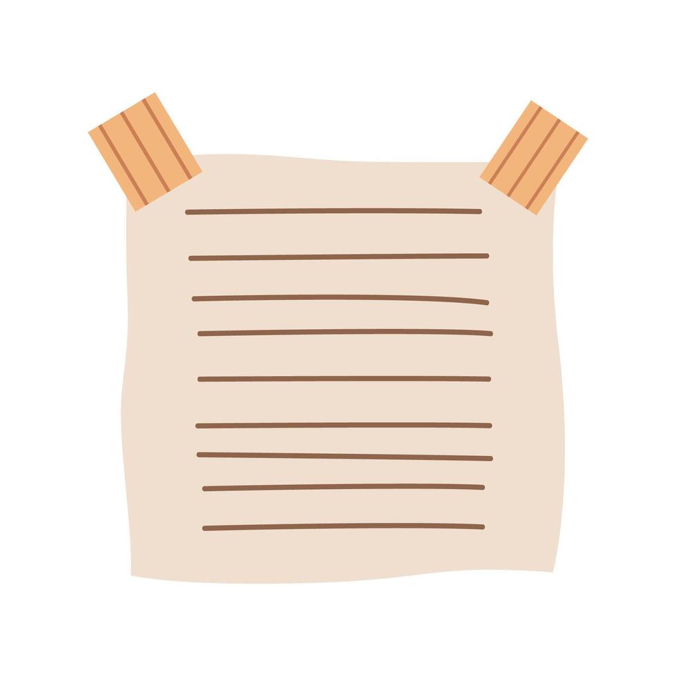 Aesthetic Simple Blank Brown Paper Sticky Note Memo Office Stationery with Tape vector