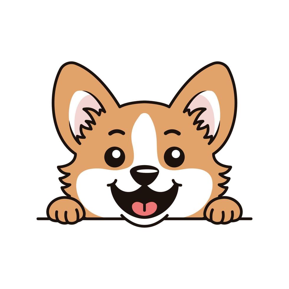 Cute Brown Dog Puppy Animal Cartoon is Peeking with Happy Expression vector