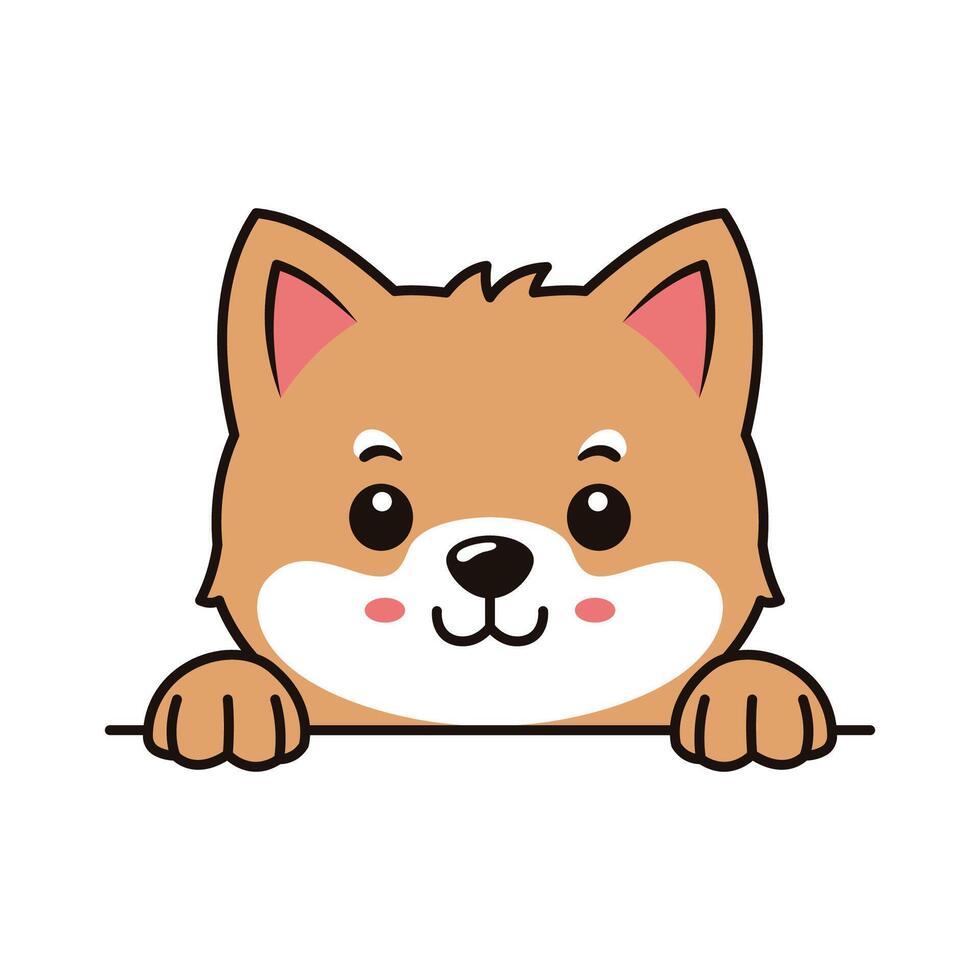 Cute Brown Dog Puppy Pet Cartoon Character is Peeking with Happy Expression vector